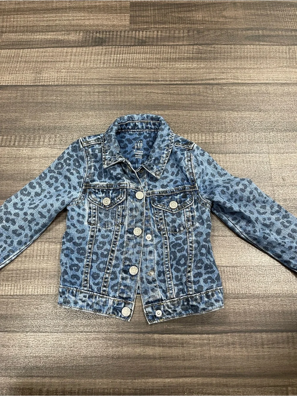 GAP Blue Leopard Print Denim Jacket for Kids